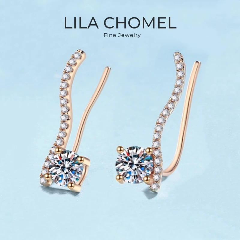 

Lover Valentine's Day 18K Rose Gold Girl Stud Earrings Daughter Birthday Gift 1CT Moissanite Diamond Women Wedding Fine Jewelry