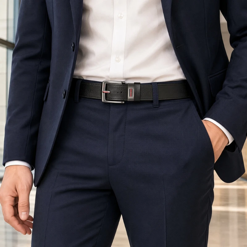 New Men's Belt High Quality Buckle Jeans PU Casual Belts Business Cowboy Waistband Male Fashion Designer Men Belt