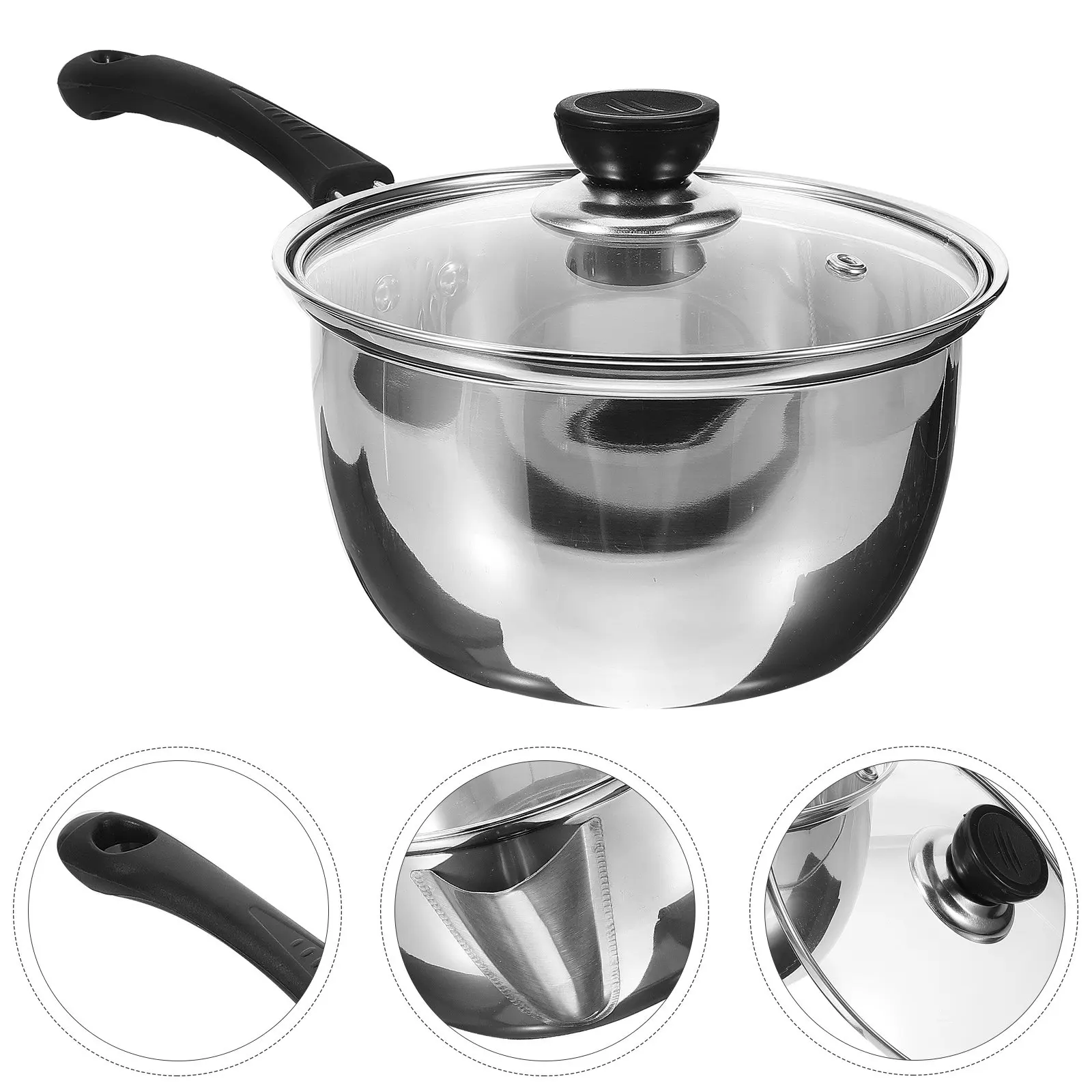 Premium 304 Stainless Steel Oil Strainer Pot with Ergonomic Handle Glass Lid for Oil Filtering Grease Separation Soup Skimming