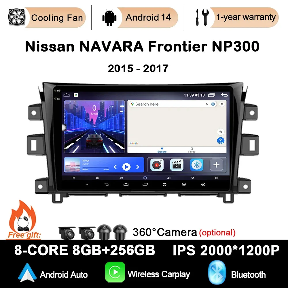 

10 " Android 14 Car Radio for Nissan NAVARA Frontier NP300 2015 - 2017 GPS Navigation 4G WIFI Video Wireless Carplay DSP Stereo