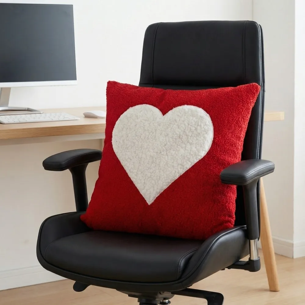 Romantic Soft Valentine Heart Pattern Pillowcase Decorative Square Tufted Cushion Case LOVE 45CM Pillow Towel Wedding