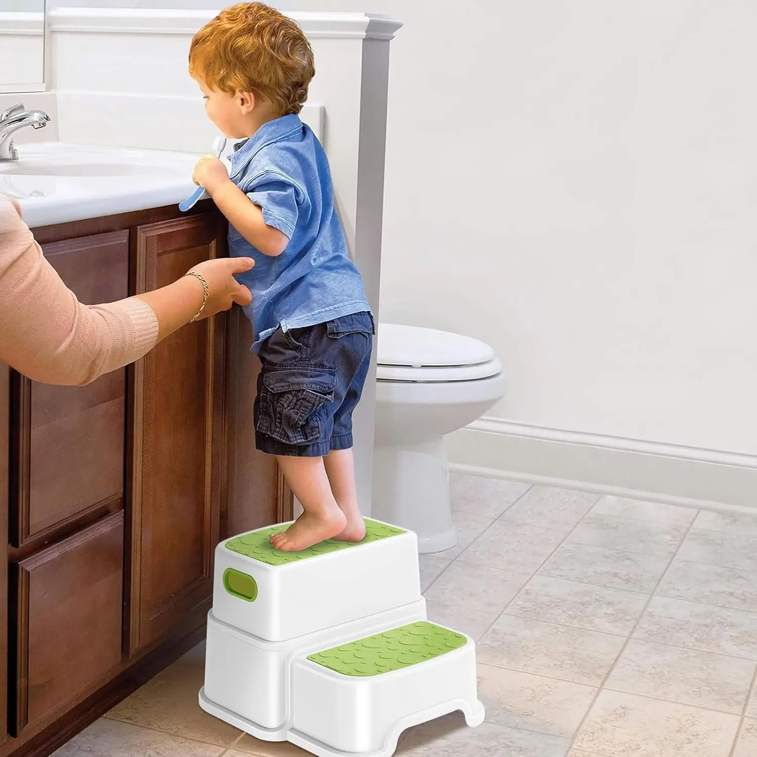 Toddler Step Stool for Bathroom Sink 2 Step Stool for Kids Toilet Potty Training Non-Slip Toddlers Baby Child Kid with Handle