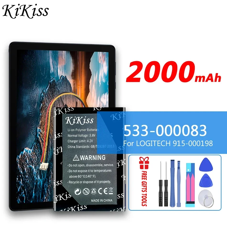 2000mAh KiKiss Battery 533-000083/533-000084 For LOGITECH 915-000198 Harmony/Touch Harmony/Ultimate One 1209 Replacement Bateria