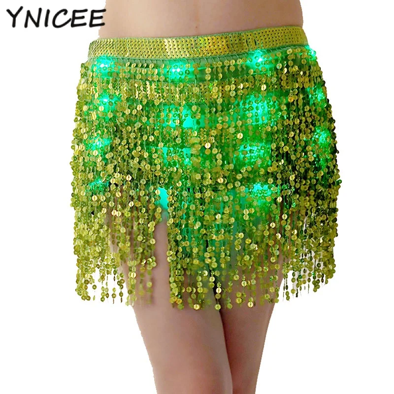 

Women Shiny Bling Sequins Belly Dance Hip Scarf Stage Costume Waist Belt Rave Outfit Wrap Bellydance Lesson Wear Skirt Clothing