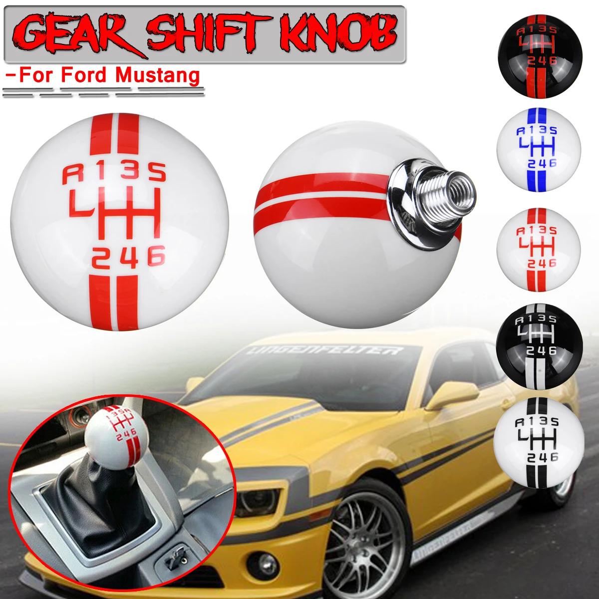 Universal Manual 6 Speed Gear Shift Knob Shifter Lever Sports Style Fit For Ford Mustang For HONDA For TOYOTA RHD