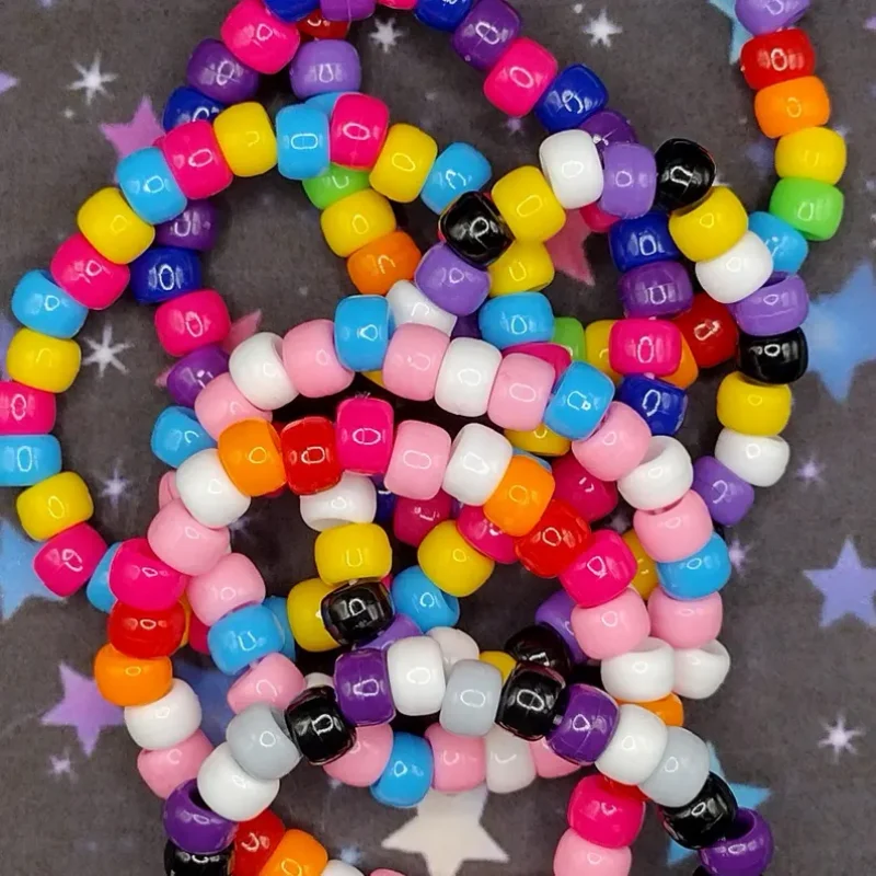 Rainbow Pride Kandi Bracelet LGBTQ+ Colorful Beaded Handmade Rave Festival Jewelry Unisex Gift