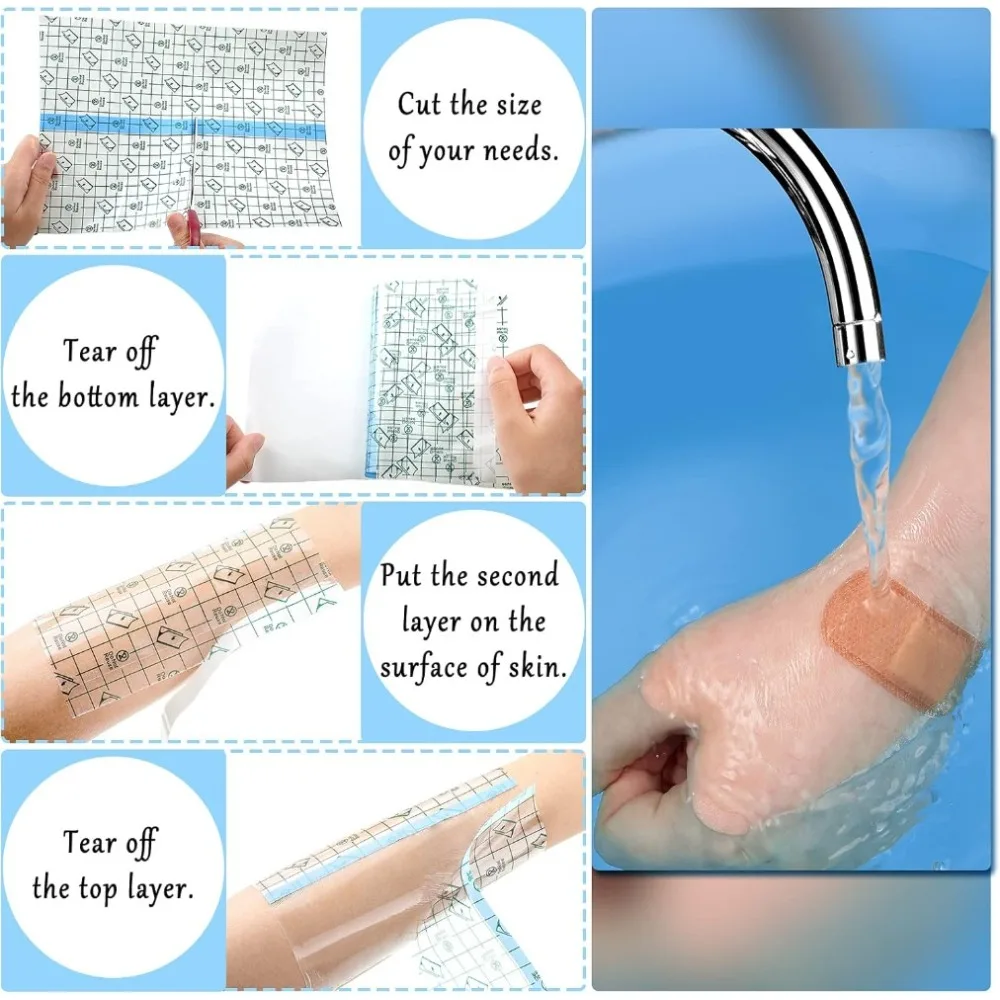 Waterproof Stretch Adhesive Bandage Protective Clear Transparent Dressing Film Disposable Cover Bandage Tape For Tattoos Shower image 4