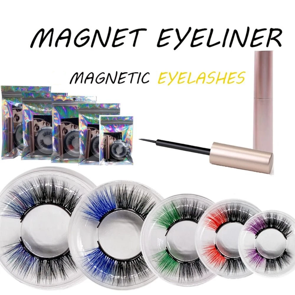 Manga Eyelash Hand-made Magnetic Eyelash Reusable Fluffy 5D Mink Lashes Colored Natural False Eye Lashes Women