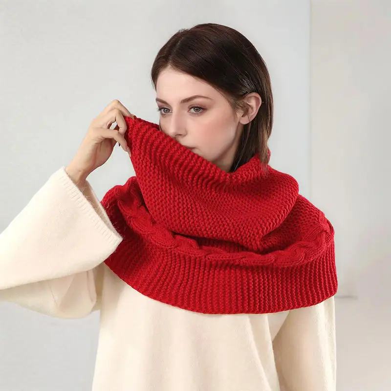 2 في 1 مقنعين وشاح محبوك قبعة الشتاء الرقبة أدفأ القلنسوة دائرة طوق الأوشحة بلون المزدوج الاستخدام وشاح شال أبلى ديكور