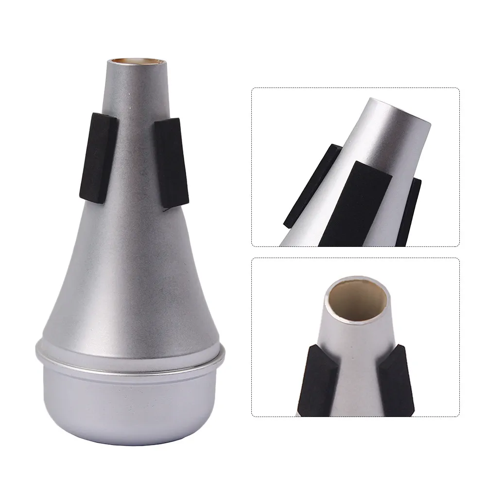 

Small Trumpet Aluminum Practice Mute Cup Type Noise Control for Night Playing Fits All Models Silver Trumpet