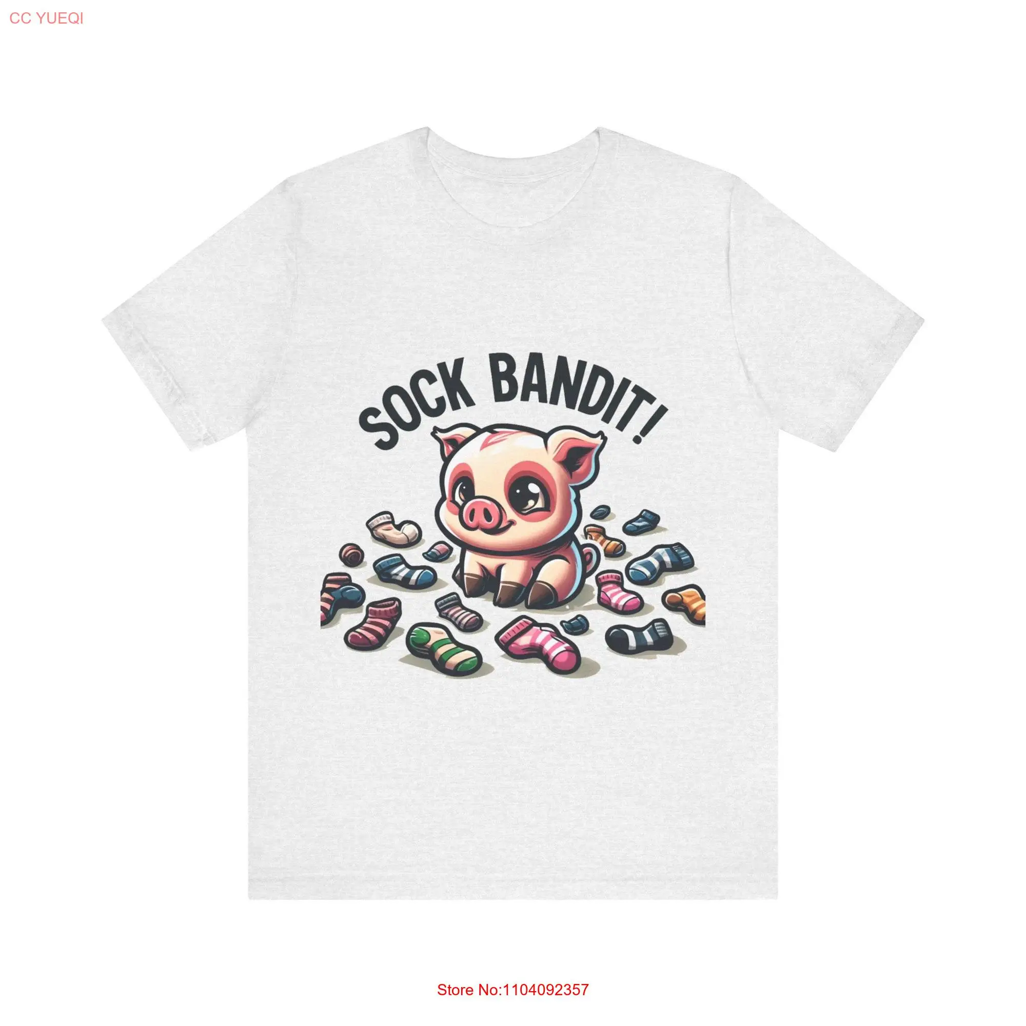 T shirt sock bandit with cute pig long or short sleeves