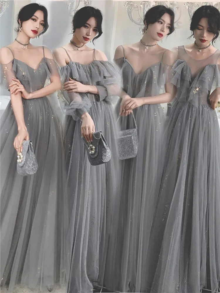 A new long niche dress for banquets with large tulle color scheme and sisterly style