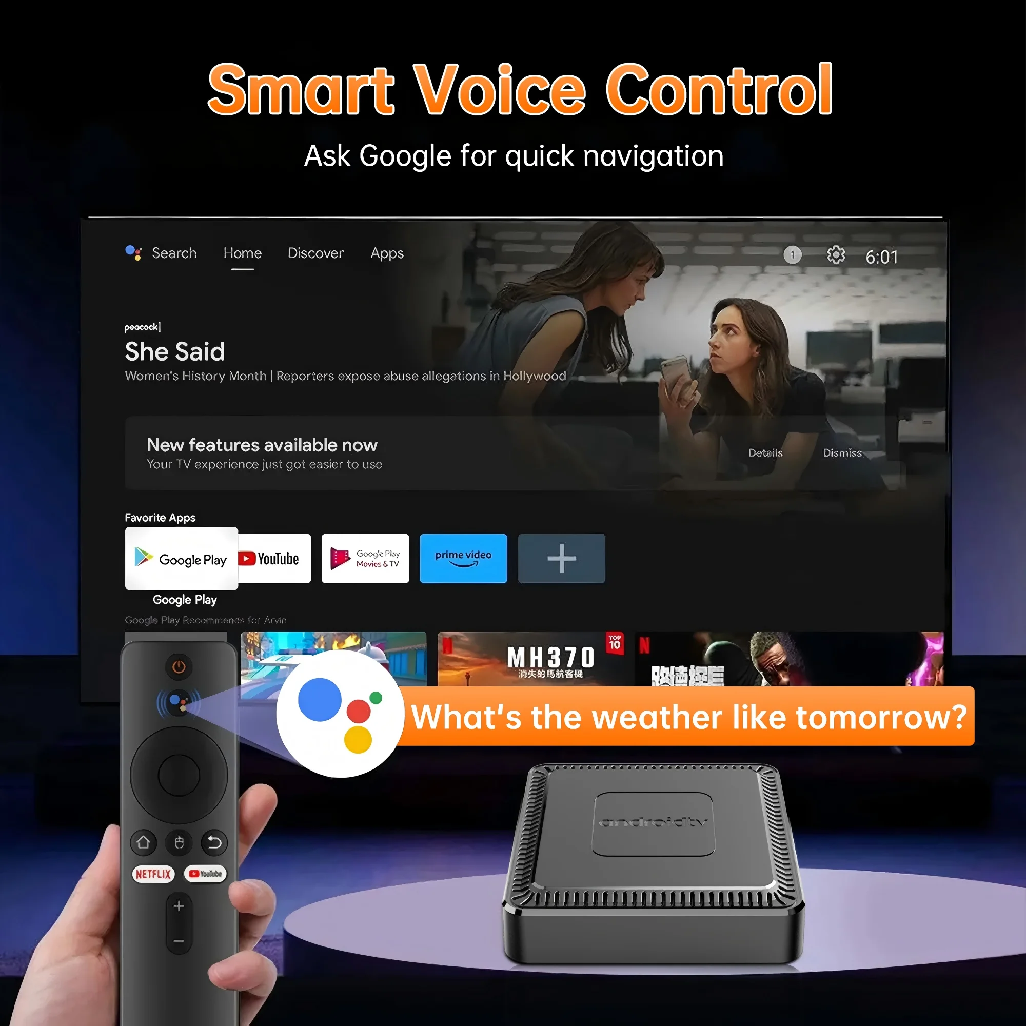 Q7 New Android 14 TV Box 8GB+128GB Smart Network Set-Top Box Supports WiFi 6 Bluetooth 5.0 4K HDR10 Voice Remote Control TV Box