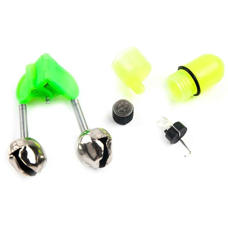 Alarma de cebo para peces con campana de pez, alarma luminosa impermeable, Clip de alerta, caña de pescar, fácil de instalar, accesorios de pesca, 10 Uds.