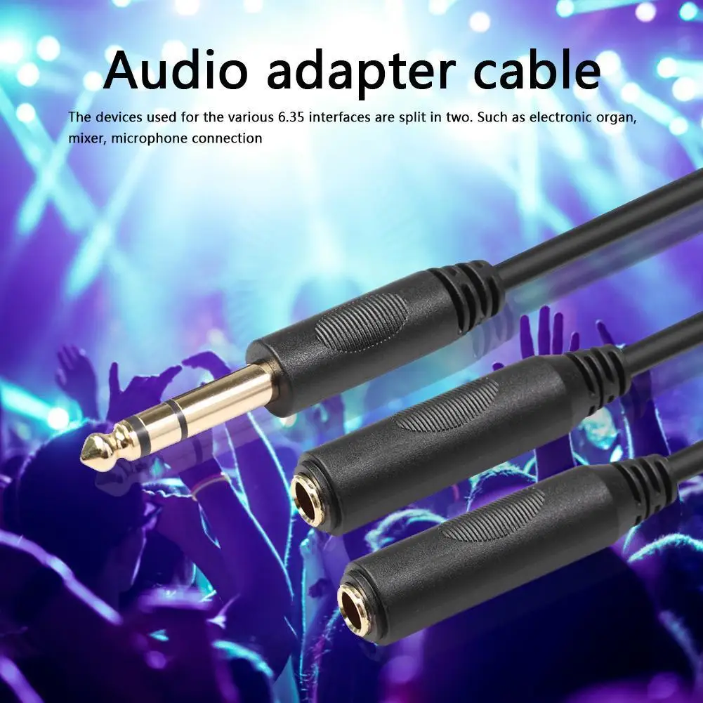 6.35mm Male to 2 6.35mm Female Adapter Cable 1/4 Y Splitter Stereo Audio Cord