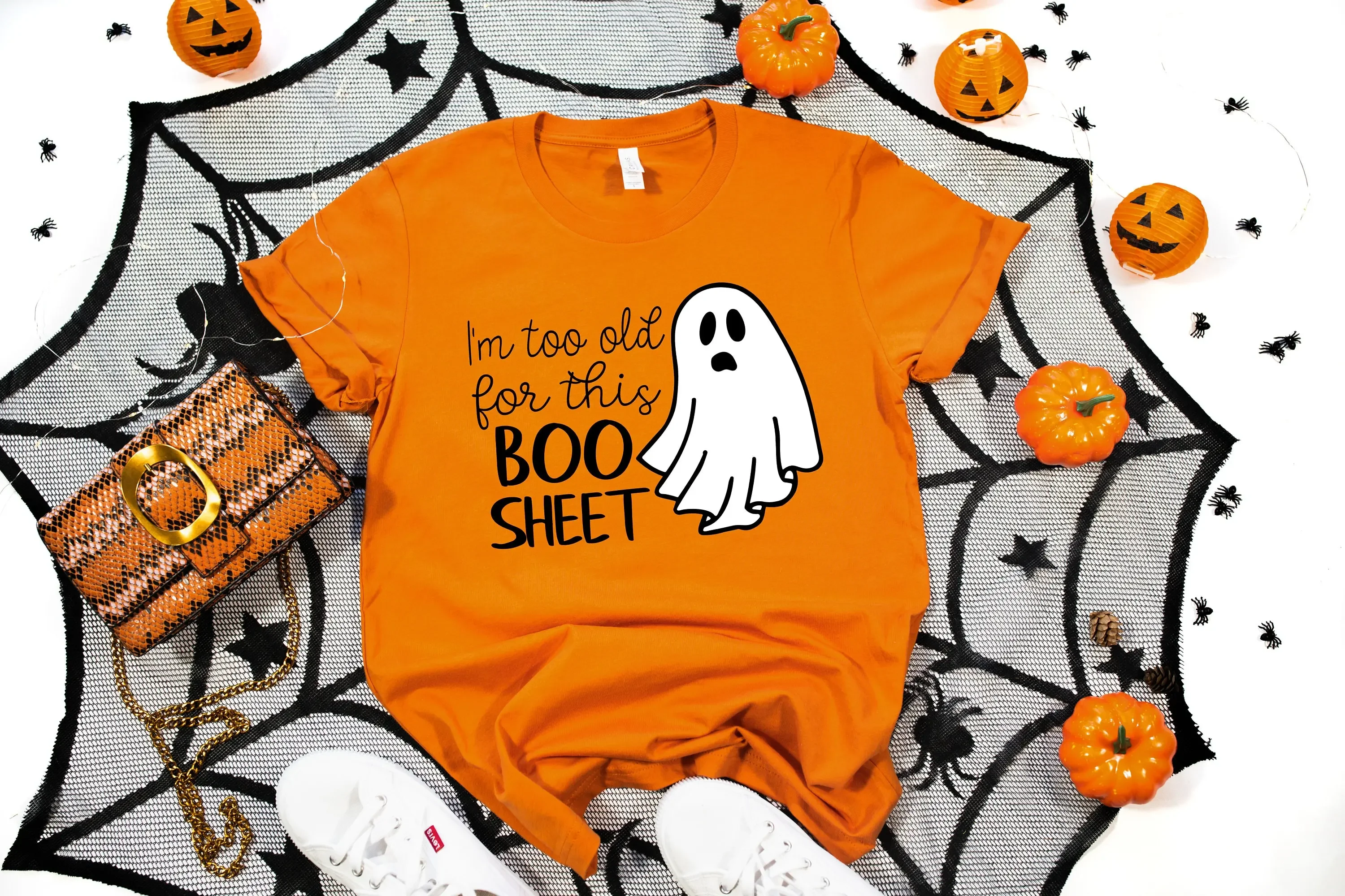 Boo Sheet T Shirt Funny Halloween Ghost It'S Too Old For This Fall Season Spooky