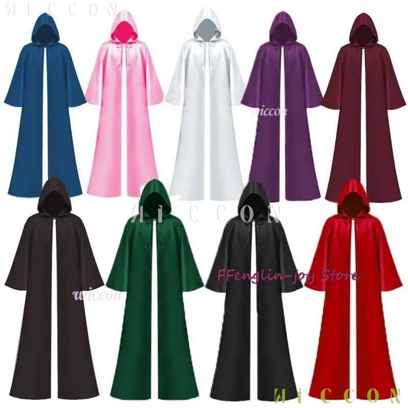 Túnica Medieval de Halloween para hombres y mujeres, bata con capucha, capa de caballero, Cosplay, bata de vampiro, capa, disfraz para adultos, conjunto completo de ropa 202