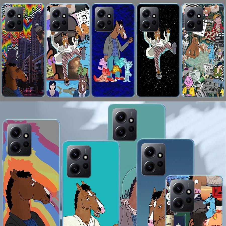 Cartoon B-boJack Horsemans Luxury Phone For Xiaomi Redmi Note 13 Pro 5G Plus 12 12C 10 10A 10C 9 9A 9C 9T 8 8A K60 K70 Pro 10X S