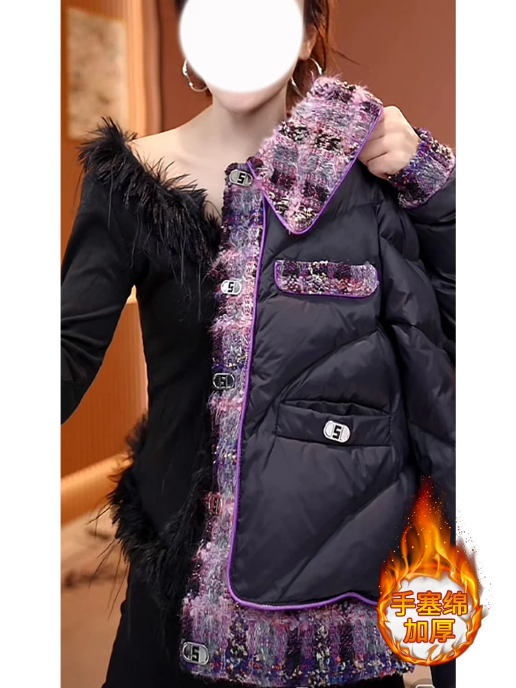 

Модная женская куртка из хлопка в стиле пэчворк, элегантное хлопковое пальто с капюшоном, свободный крой, полиэстер, для повседневной носки