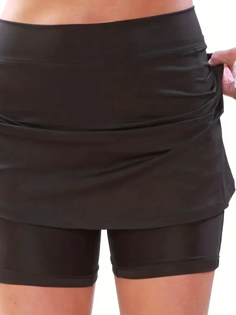 Plus Size 1XL-5XL Women Fashion Skirts Shorts Women's Plus Solid Color Medium Stretch Sports Golf Skorts with Pockets image 3