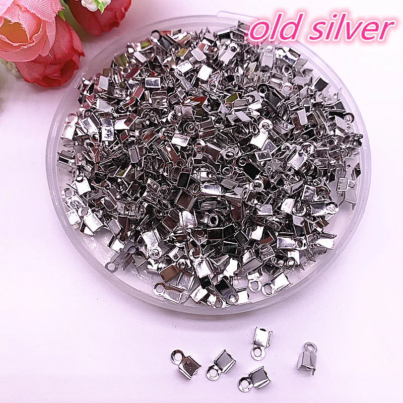 200pcs 4x8mm Leather Cord End Caps End Clasps Crimp Bead Silver/Gold/Dull Silver/Gunblack Plated Connectors for Jewelry Making