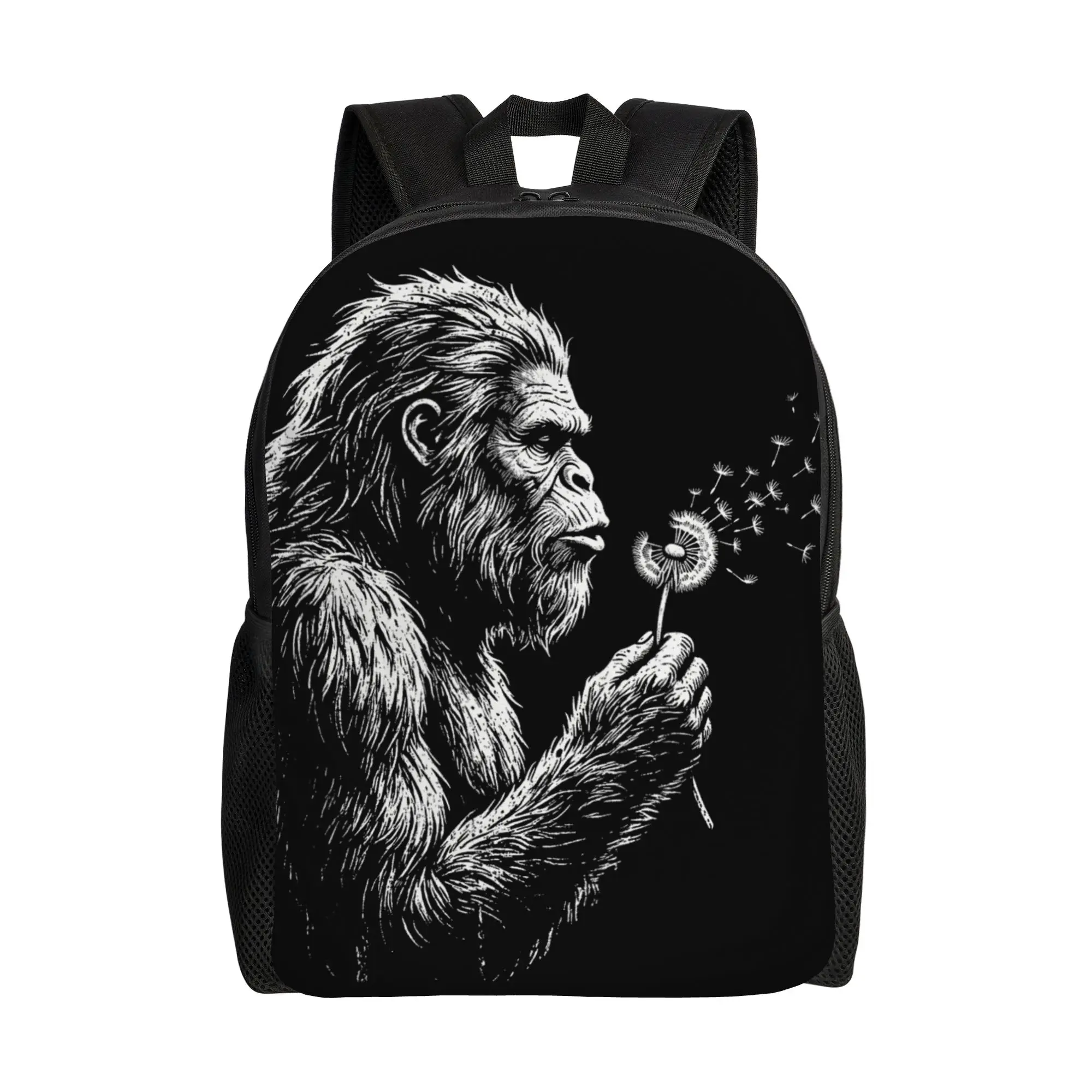 Bigfoot Blowing Wishes Dandelion Vintage Sasquatch Art Backpack  University Backpacks Women Fashion School Bags Pattern Rucksack