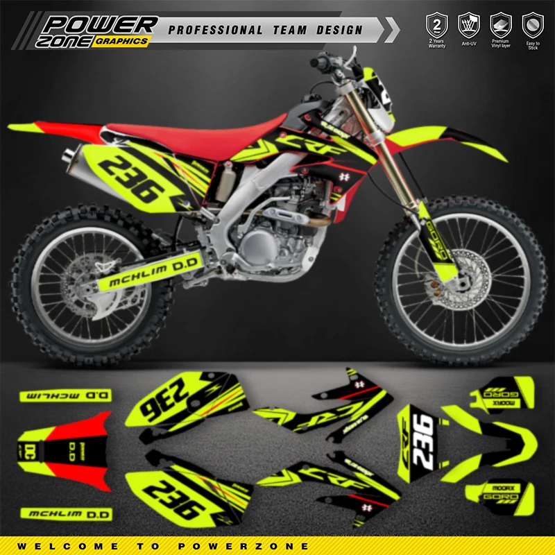 

PowerZone графический фон наклейки наборы наклеек для HONDA CRF250X 2019 2018-2004 250X индивидуальный номер мотоцикла 013