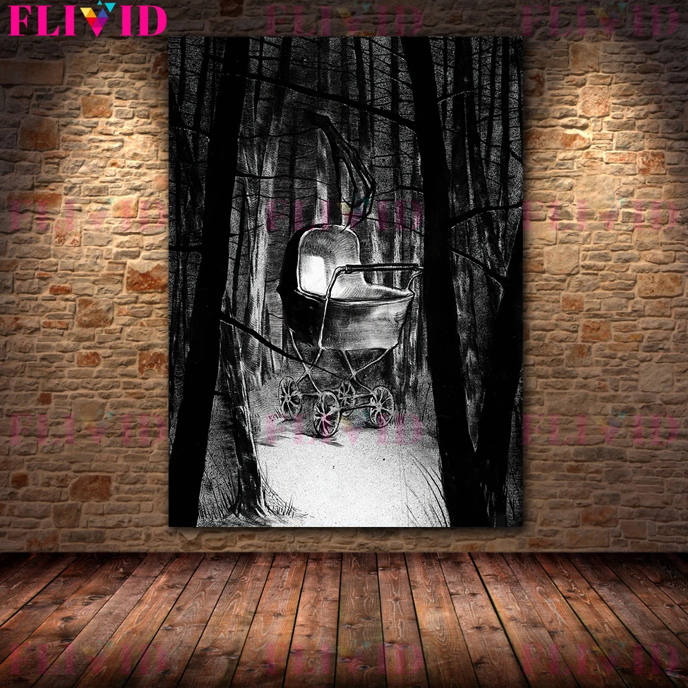 Creepy Black And White Art Poster Print Gothic Horror Withcraft,Demon Wall Art Canvas Painting For Living Room Decor Unframed