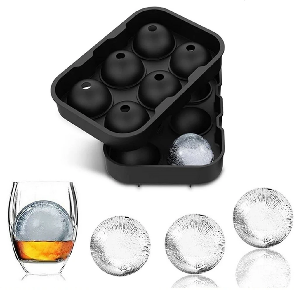 

New Large Ice Cube Maker For Whiskey Cocktails and Homemade Keep Drinks Chilled Ice Mold 6 Grid Round Square Ice Cube Ball