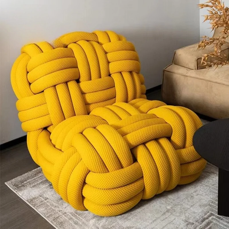 كرسي أريكة منسوج بعقدة إسكندنافية لغرفة المعيشة وغرفة النوم كرسي محبوك كرسي كسول شخصي