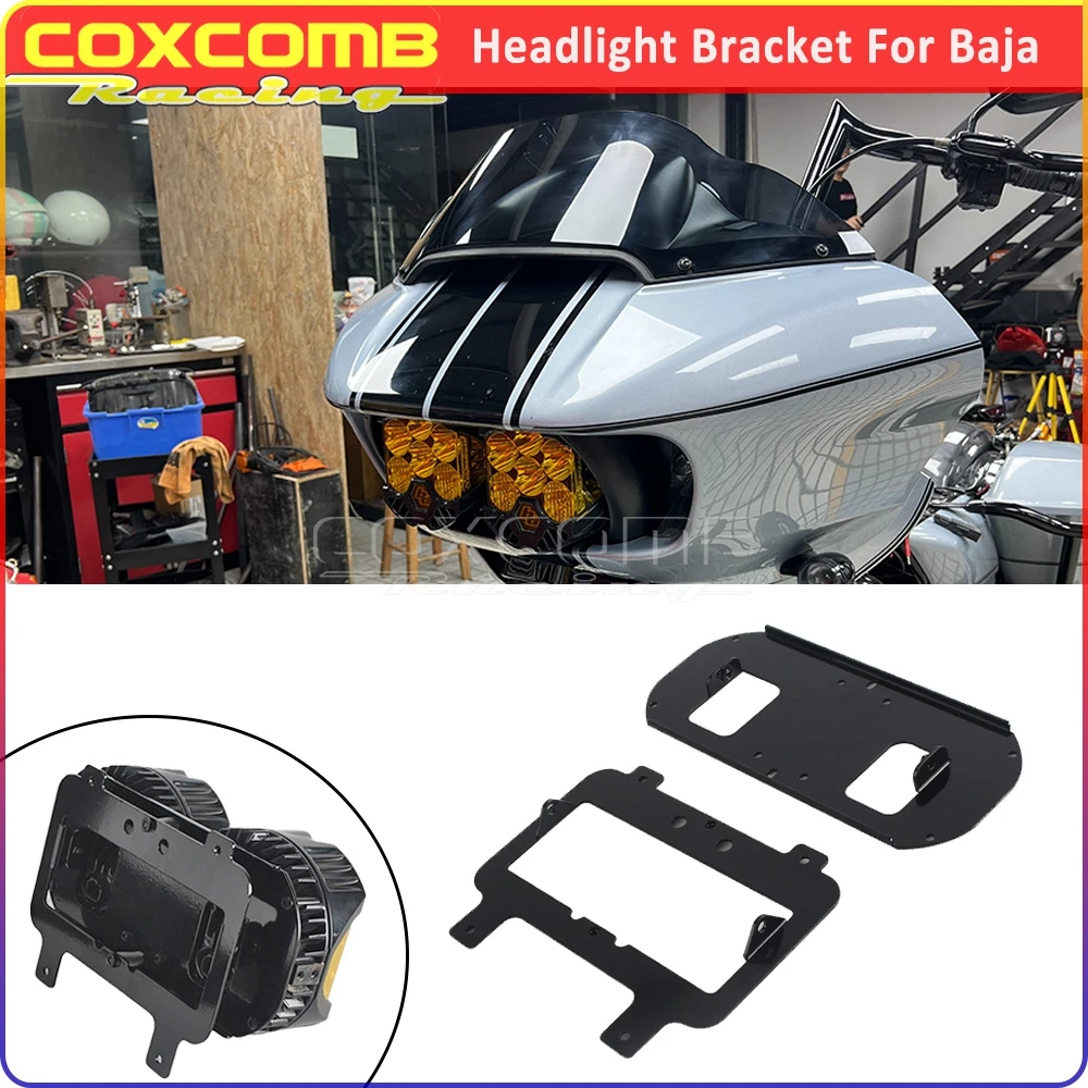 Front Head Light Mounting Bracket For Baja Designs LP6 For Harley Touring FLTR CVO 121 FLTRXSE Limited FLTRK FLTRKSE Easy-Adjust