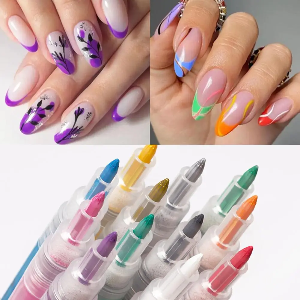 새로운 컬러풀 방수 3D 네일 아트 그래피티 마커 펜 DIY 네일 드로잉 라이너 도구 추상 라인 매니큐어 페인팅 도구