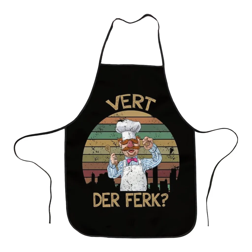 

Retro Vintage Vert Der Ferk Swedish Chef Kitchen Aprons for Women Household Cleaning Apron Chefs Cooking Baking Apron