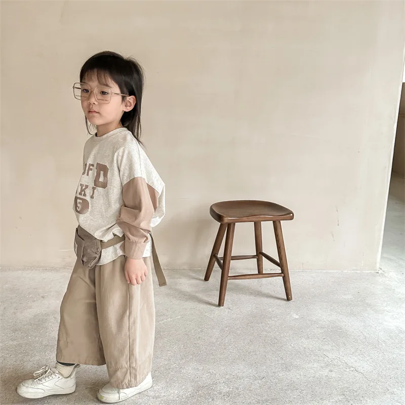 2024 Spring New Children Casual Pants Loose Girls Harem Pants Boys Wide Leg Trousers Kids Loose Pants Baby Clothes