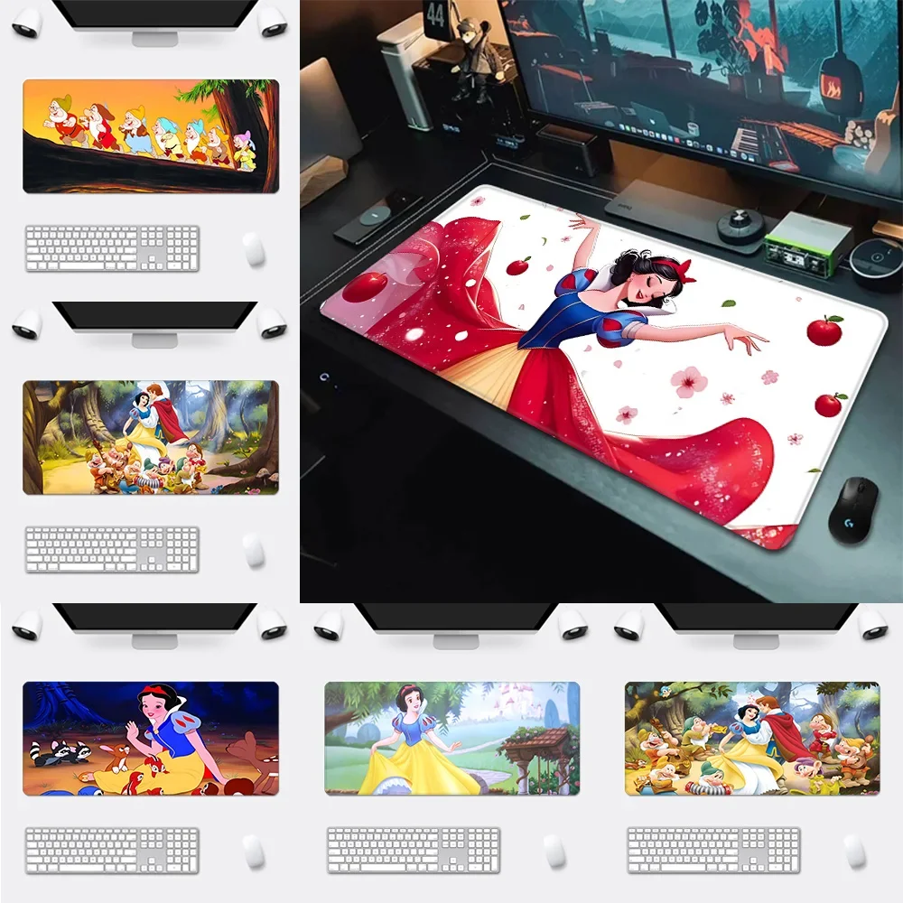 

Коврик для мыши Disney Snow White с HD-печатью, компьютерный геймерский нескользящий коврик для мыши с запирающимся краем XXL90x40 см, коврик для клавиатуры, ПК, настольный коврик
