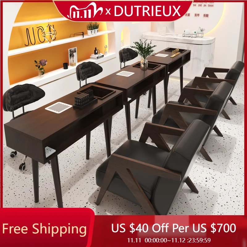 

Деревянный дизайнерский стол для ногтей, высококачественный минималистичный черный маникюрный стол для приема Mesa Tavolo Per Unghie, мебель для салона