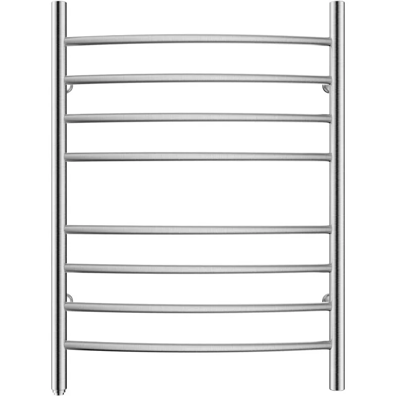 Towel Warmer 8 Bar Plug-in Curved Bath Towel Heater Towel Warmer for Bathroom Plug-in Drying Rack Brushed