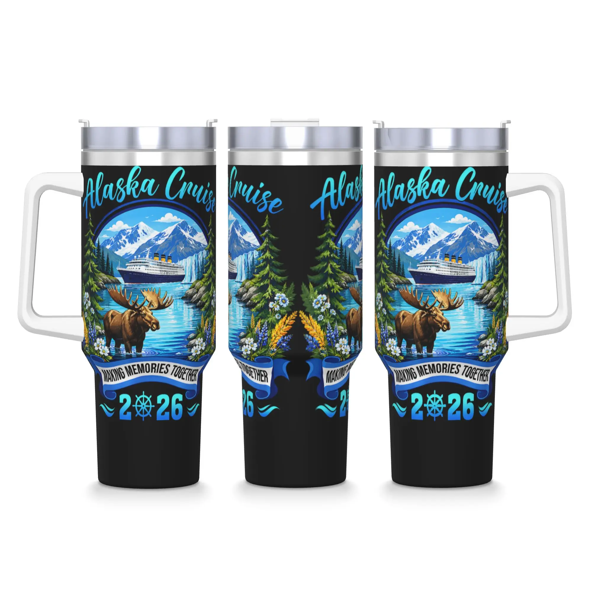 Stainless Steel Tumbler Matching Family Friends Group Alaska Cruise 2026 Alaskan Car Mugs With Straws Water Bottle Thermal Mug