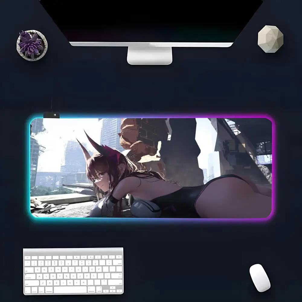 Game G-Goddess of V-Victory N-Nikke Mouse Pad RGB Glow Personality Picture Custom PC Table Mat Game Player Dedicated LED