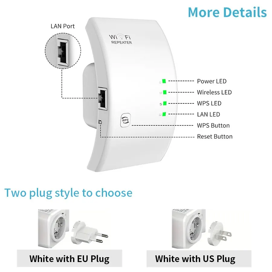 300Mbps Wifi Repeater Wifi Expander Signal Enhancers Booster Connected To 2.4G Network AP Mode Extendor Long Internet for Home