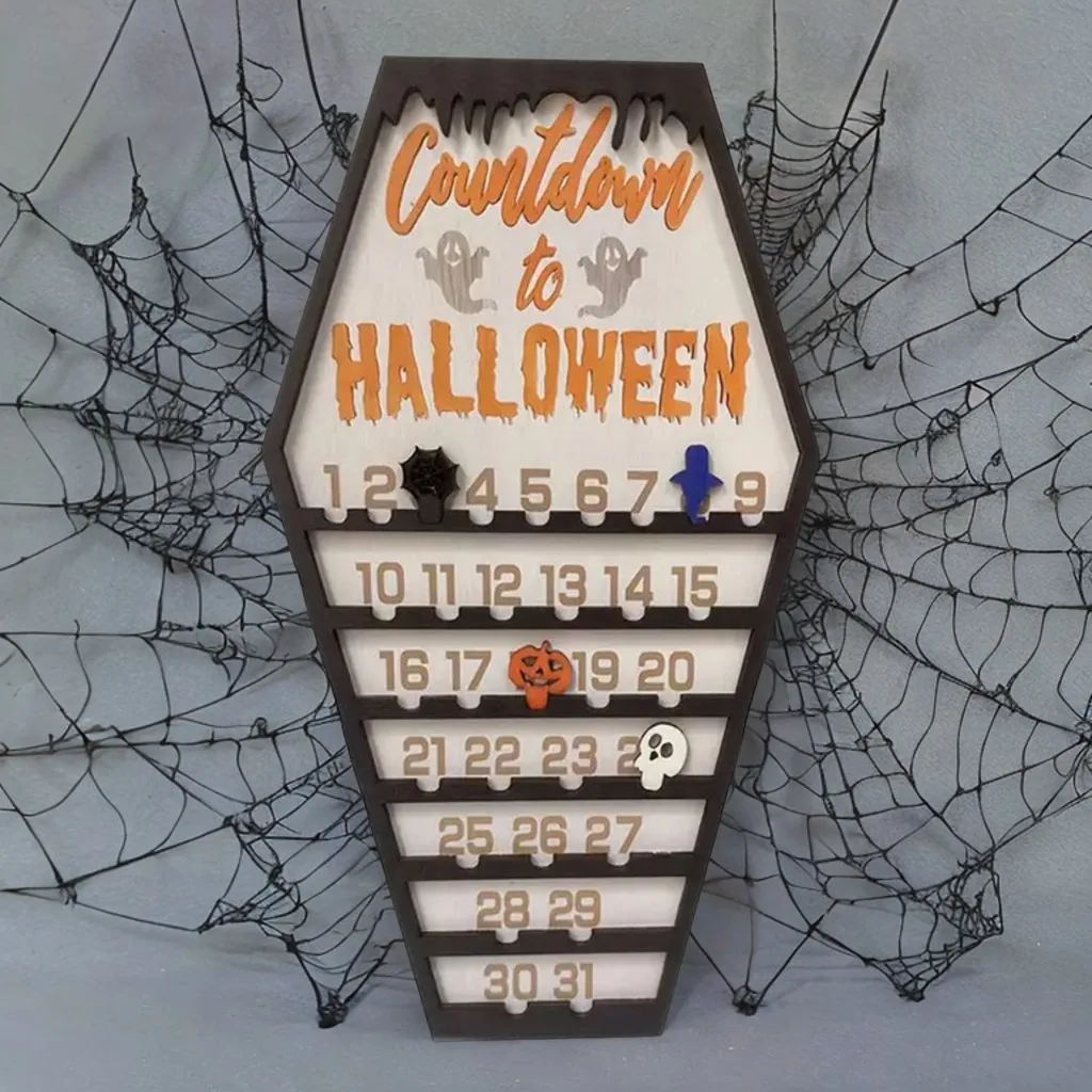 Halloween Advent Countdown Calendar Wall Hanging Detachable Halloween Decorations For Living Room Reading Room Kitchen Bedroom