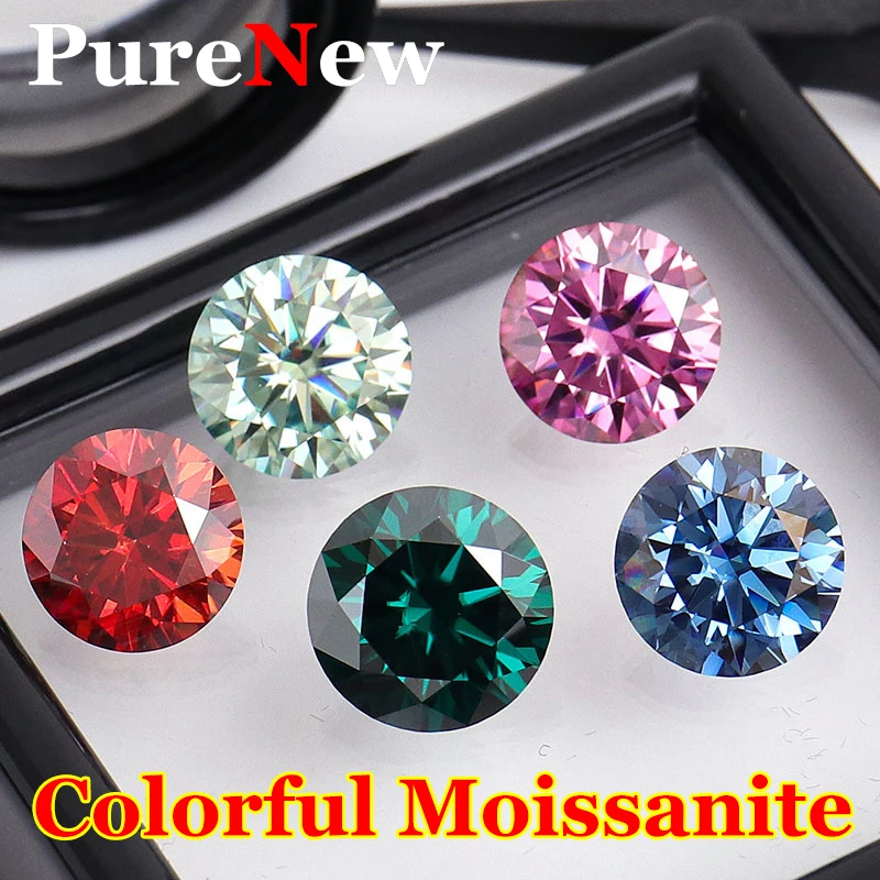 [Colorful] 0.1-10ct Pink Red Vivid Yellow Blue Green Moissanite Loose Stone VVS1 D Color Original Plate Moissanite Diamond GRA