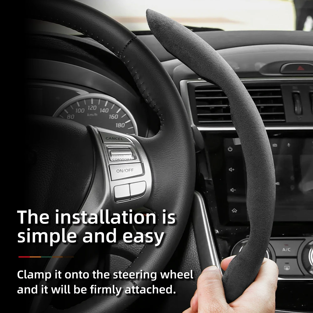 For Nissan Suede Snap-on Steering Wheel Cover Fit Qashqai J10 J11 Juke Tiida X Trail T32 Pathfinder R51 Note E11 Patrol Kicks