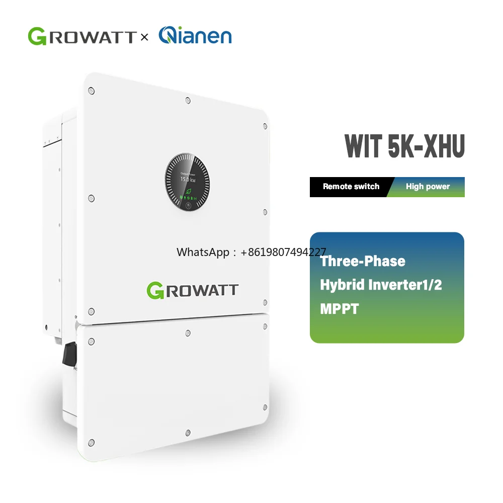 WIT 5K-XHU Hybrid Inverter Triple 3 Phase Solar Battery Input Voltage 150V-850V Transformerless 99.9% Efficiency IP66