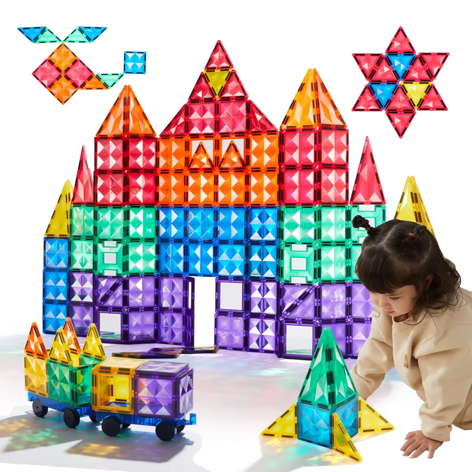 Mideer CT1223 children\'s magnetic piece color window building blocks magnetic tiles building blocks