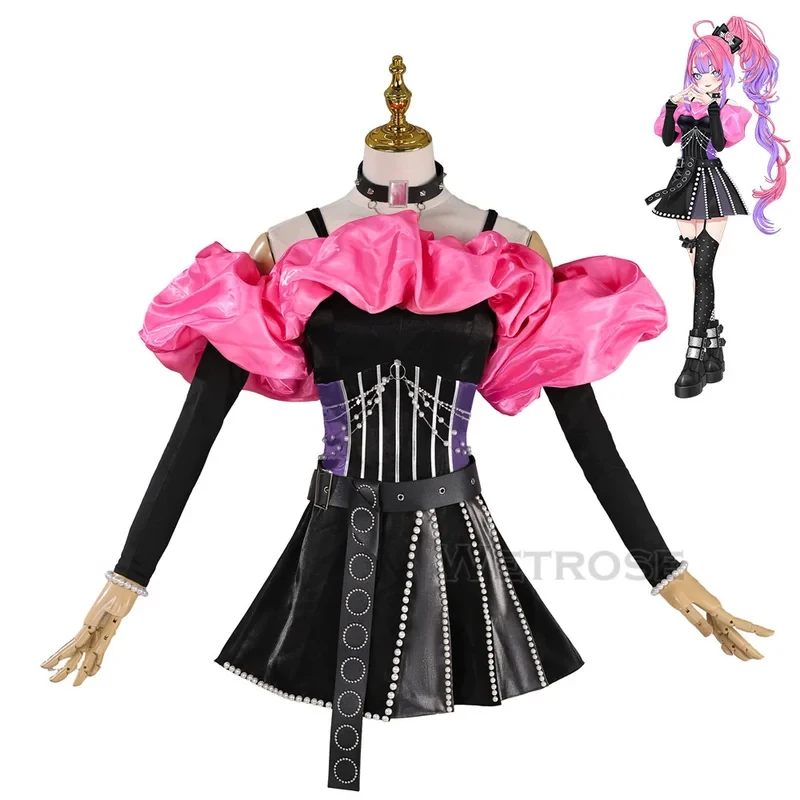 ABC123VTuber Kikirara Vivi – ensemble de jupes de Costume de Cosplay Hololive FLOW GLOW, robe de spectacle sur scène pour femmes, Halloween P5,j'8.k/4