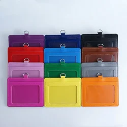 PU Leather ID Card Holder Horizon Style Student ID Pass Cover School Office Exhibition Badge Holder Porta Credencial Id Card