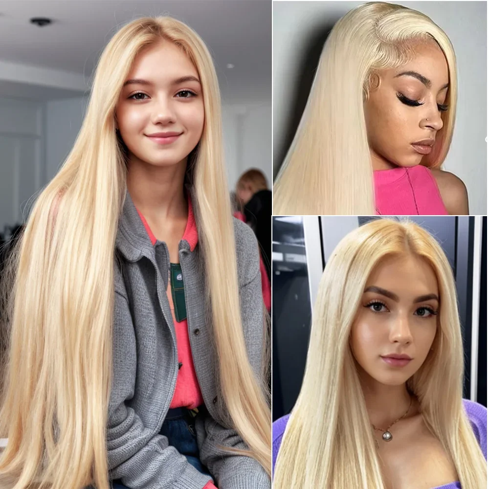 

613 Blonde Straight 13x6 HD Transparent Lace Frontal Wigs 100% Brazilian Human Honey Colored Hair Lace Front Wig for Black Women