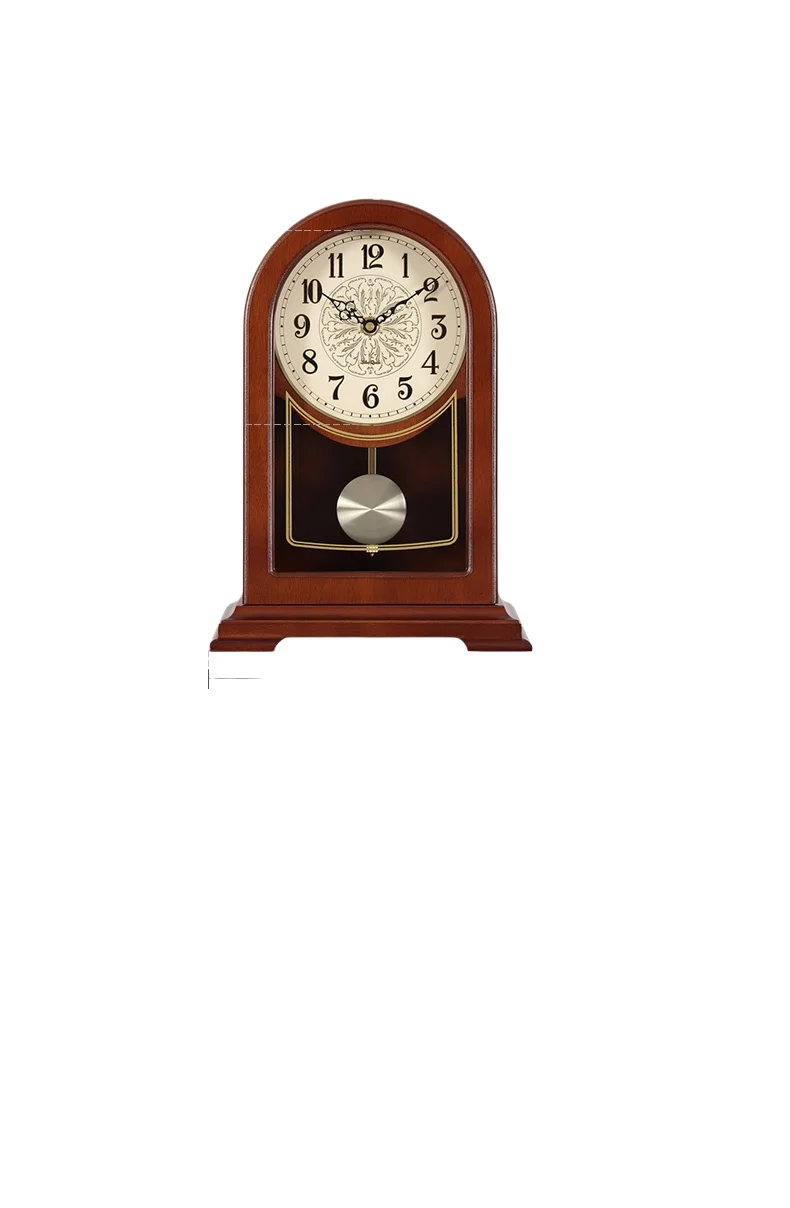 

Solid wood clock Living room simple silent desk clock Household retro quartz clock