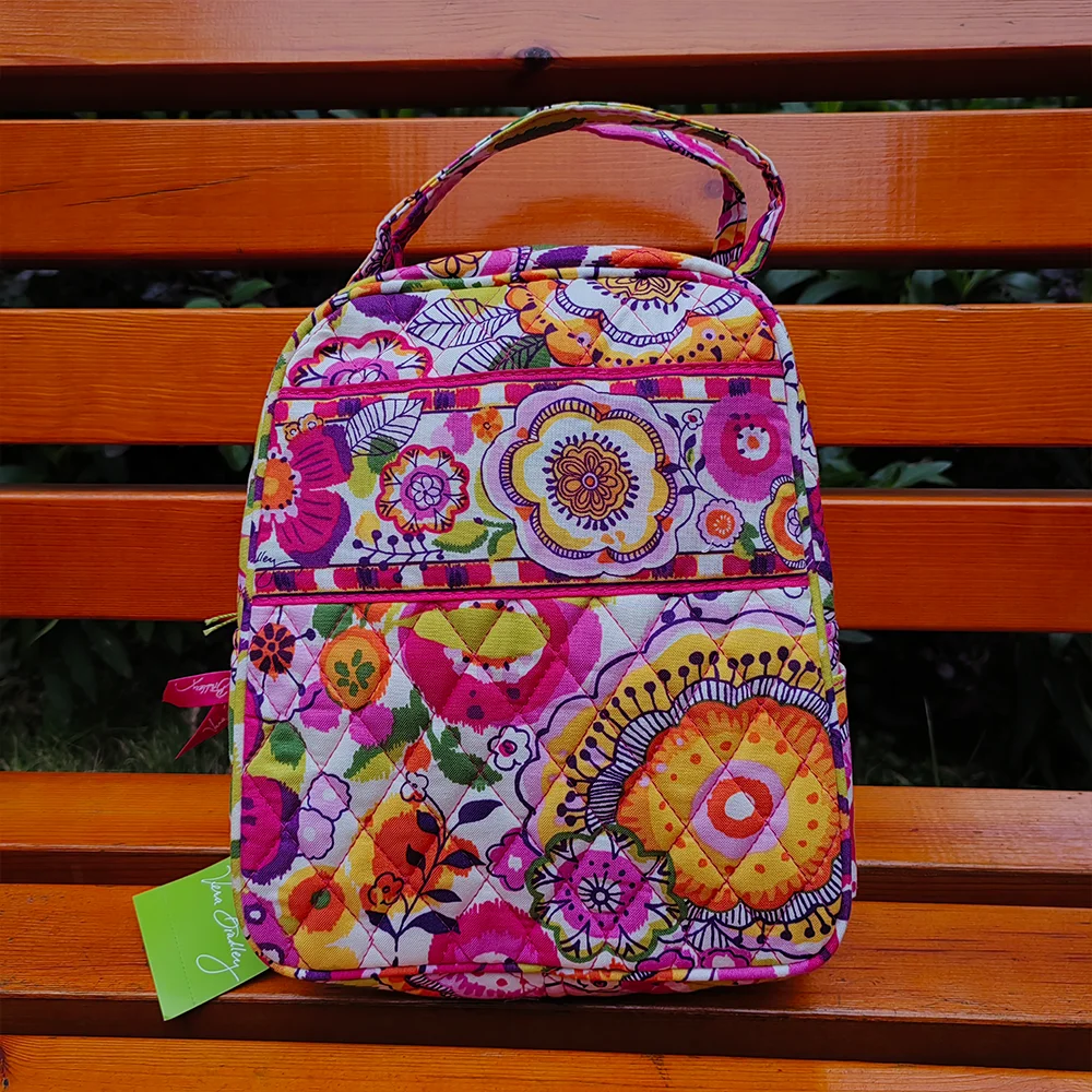 New color pure cotton environmentally friendly floral lining waterproof student lunch bag insulation bag lightweight handbag